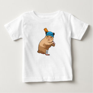 Hamster at Cricket with Cricket bat Baby T-Shirt