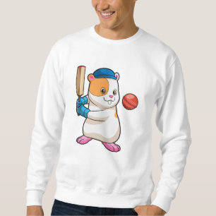 Hamster at Cricket with Cricket bat & Cap Sweatshirt