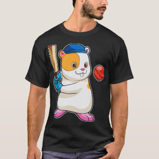 Hamster at Cricket with Cricket bat Cap T-Shirt