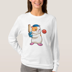 Hamster at Cricket with Cricket bat & Cap T-Shirt