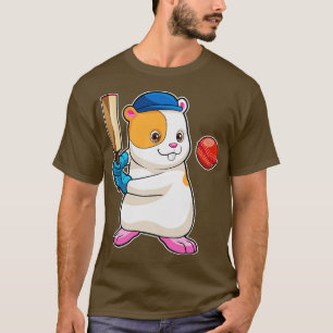 Hamster at Cricket with Cricket bat Cap T-Shirt