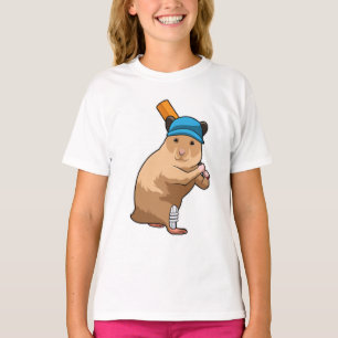 Hamster at Cricket with Cricket bat T-Shirt