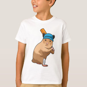 Hamster at Cricket with Cricket bat T-Shirt