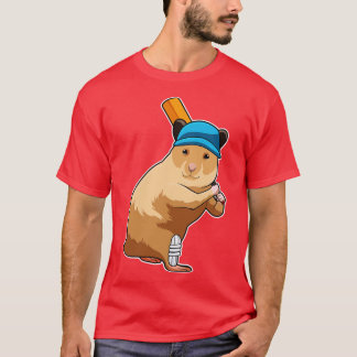 Hamster at Cricket with Cricket bat T-Shirt