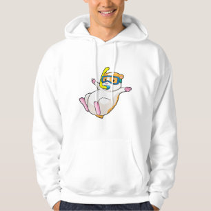Hamster at Diving with Swimming goggles Hoodie