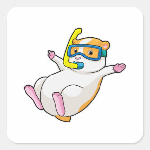 Hamster at Diving with Swimming goggles Square Sticker