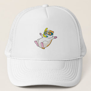 Hamster at Diving with Swimming goggles Trucker Hat