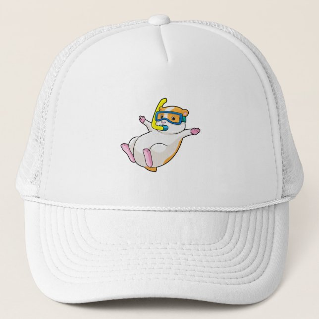 Hamster at Diving with Swimming goggles Trucker Hat (Front)