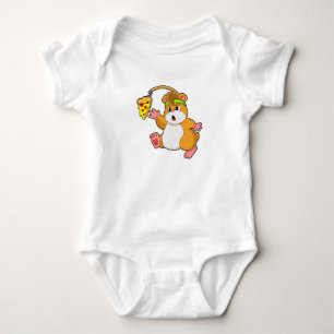 Hamster at Eating with Pizza Baby Bodysuit
