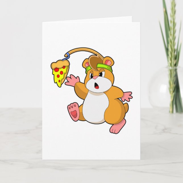 Hamster at Eating with Pizza Card (Front)