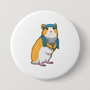 Hamster at Fitness with Towel 7.5 Cm Round Badge