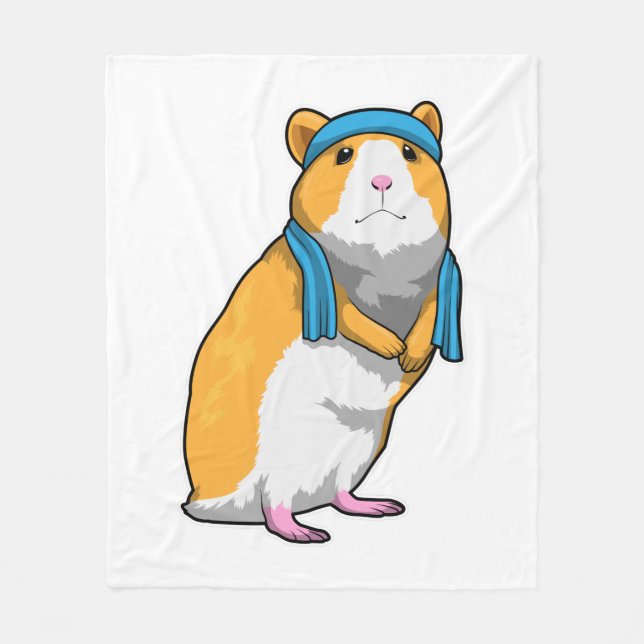 Hamster at Fitness with Towel Fleece Blanket (Front)