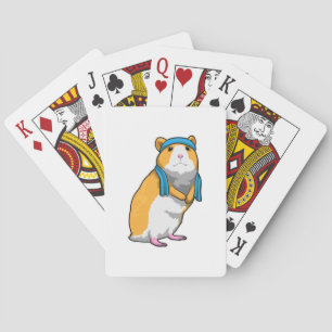 Hamster at Fitness with Towel Playing Cards
