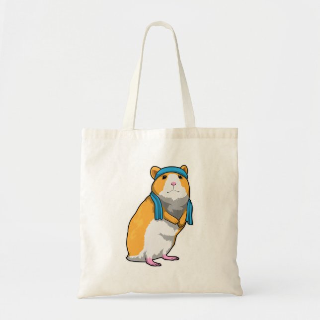 Hamster at Fitness with Towel Tote Bag (Front)