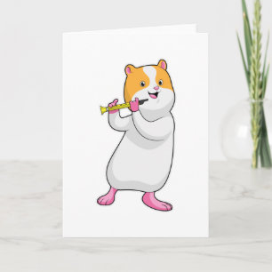 Hamster at Music with Flute Card