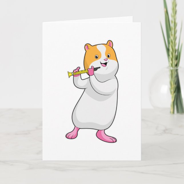 Hamster at Music with Flute Card (Front)