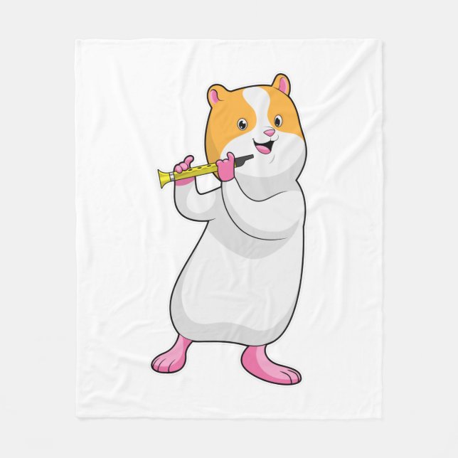 Hamster at Music with Flute Fleece Blanket (Front)