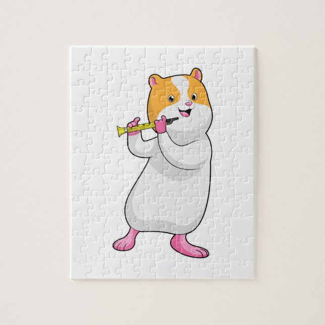 Hamster at Music with Flute Jigsaw Puzzle (Vertical)
