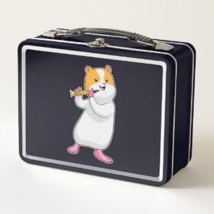 Hamster at Music with Flute Metal Lunch Box