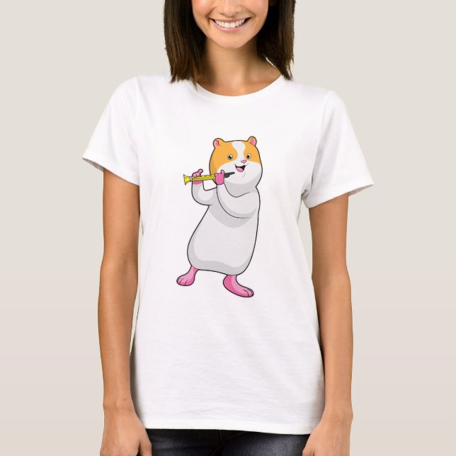 Hamster at Music with Flute T-Shirt (Front)