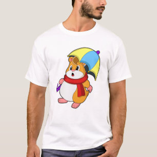 Hamster at Rain with Umbrella T-Shirt