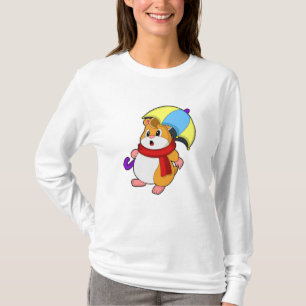 Hamster at Rain with Umbrella T-Shirt