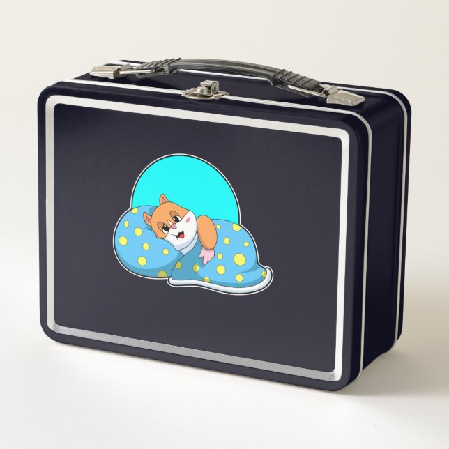 Hamster at Sleeping with Blanket.PNG Metal Lunch Box (Front)