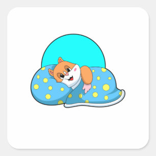 Hamster at Sleeping with Blanket.PNG Square Sticker