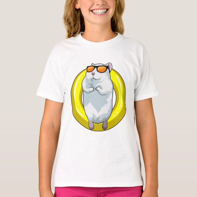 Hamster at Swimming with Swim ring T-Shirt (Front)