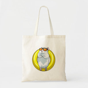 Hamster at Swimming with Swim ring Tote Bag