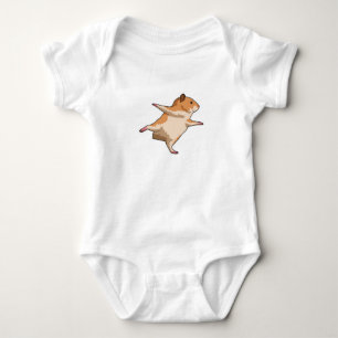 Hamster at Yoga Stretching Legs Baby Bodysuit