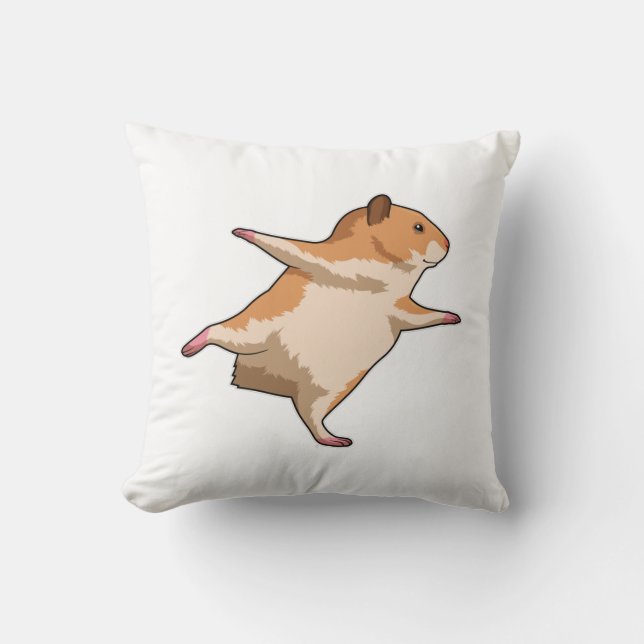 Hamster at Yoga Stretching Legs Cushion (Front)