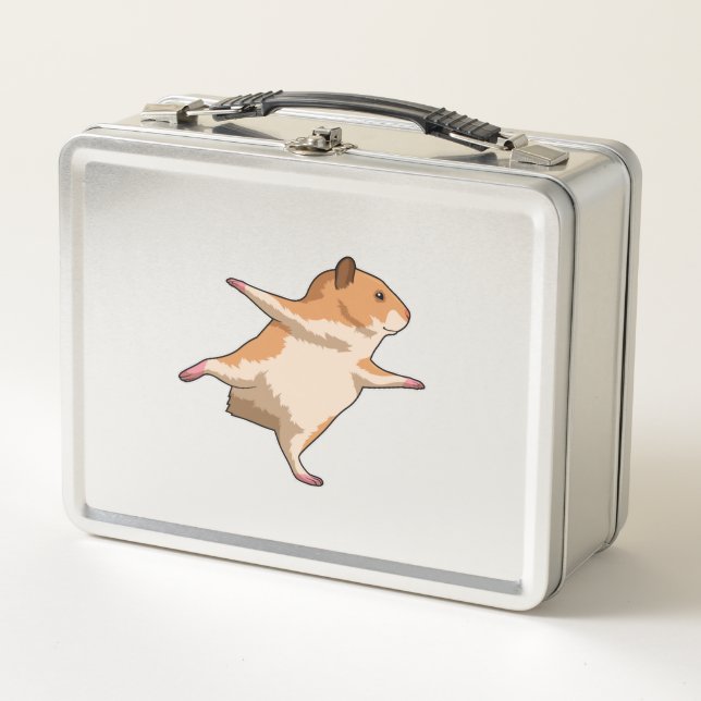Hamster at Yoga Stretching Legs Metal Lunch Box (Front)