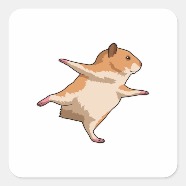Hamster at Yoga Stretching Legs Square Sticker (Front)