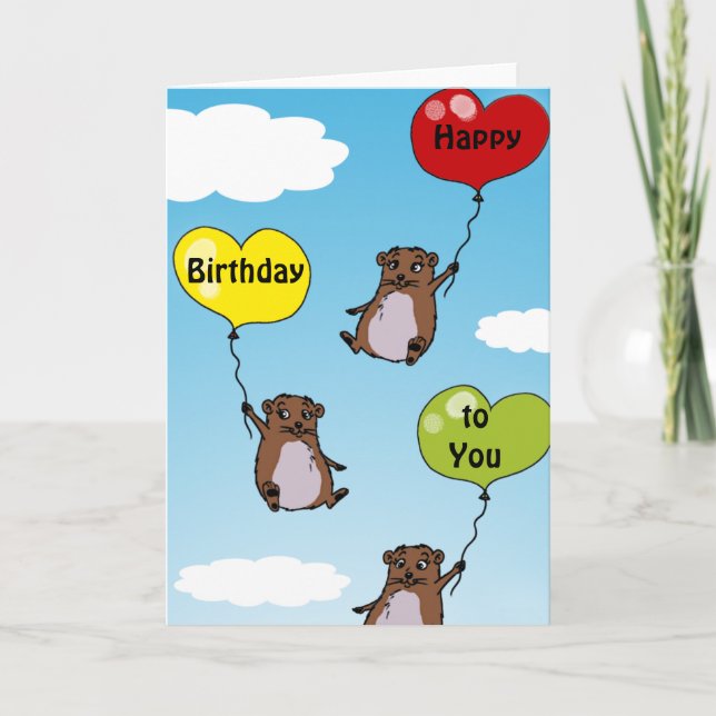 Hamster balloons, Happy Birthday to You Card (Front)
