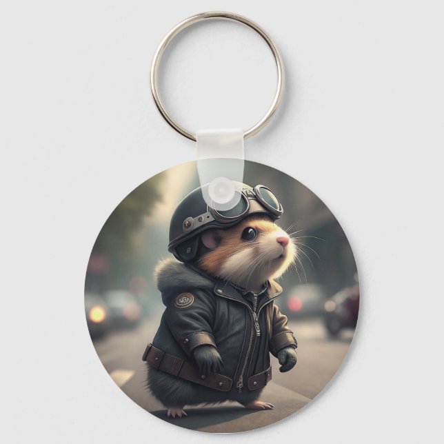 Hamster Biker Key Ring (Front)