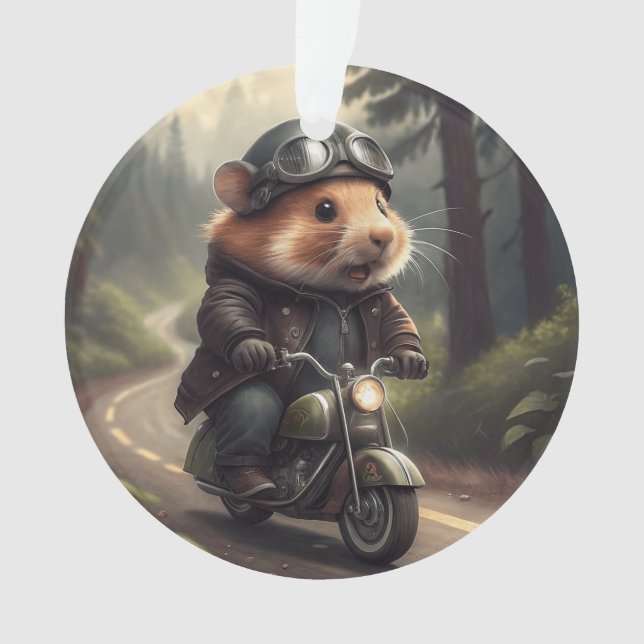 Hamster Biker Ornament (Front)