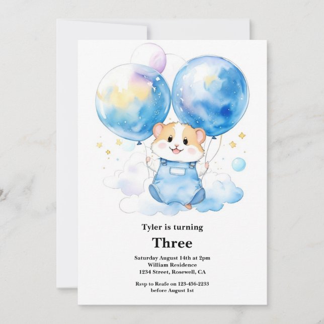 Hamster Birthday Invitation (Front)