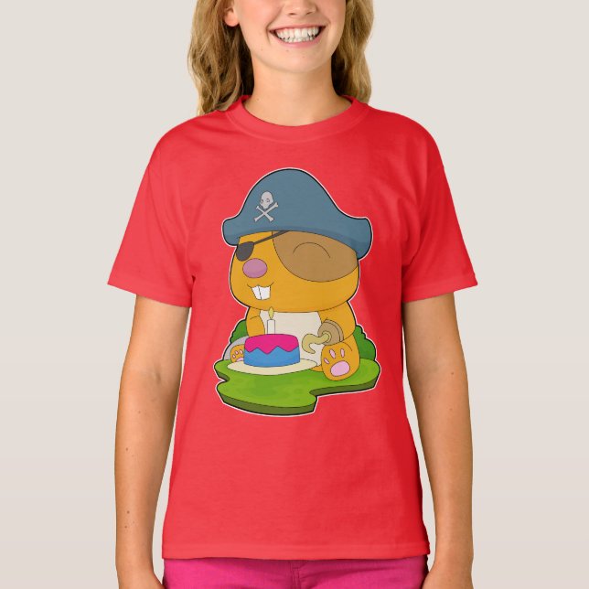 Hamster Birthday Pirate T-Shirt (Front)