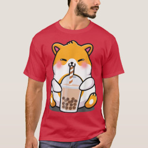Hamster Boba Tea Funny Rodent Drinking Bubble Tea  T-Shirt
