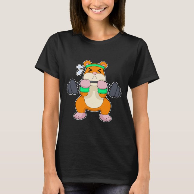 Hamster Bodybuilding Dumbbell T-Shirt (Front)