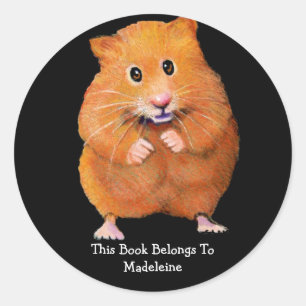 HAMSTER BOOK PLATE: ARTWORK CLASSIC ROUND STICKER