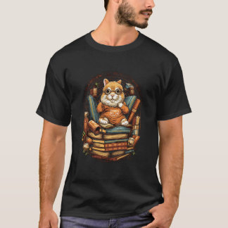 Hamster Books Pile Book Reader Librarian Hamsters  T-Shirt