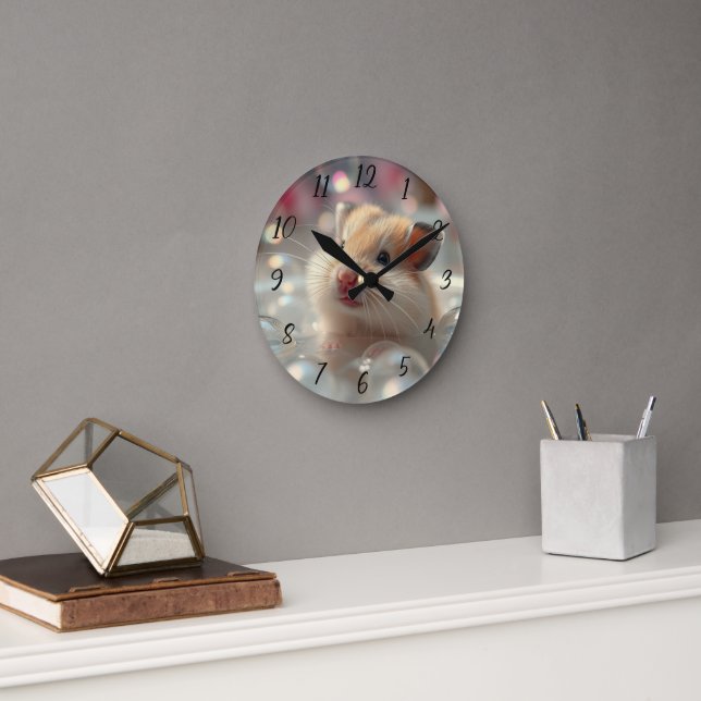 Hamster Bubble Bath Time Round Clock (Office)