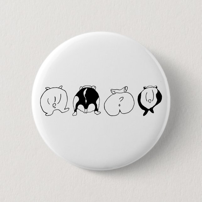 Hamster Butts 6 Cm Round Badge (Front)