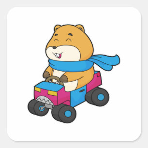 Hamster Car Square Sticker