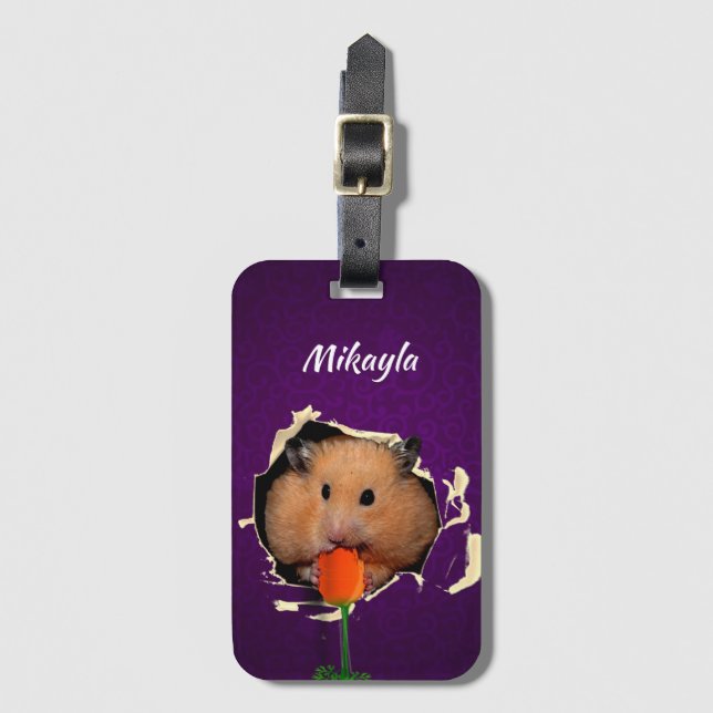 Hamster Chews Hole in  Luggage Tag (Front Vertical)