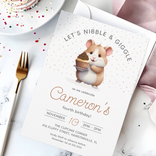 Hamster, Chocolate Cupcake Children's Birthday  Invitation (Creator Uploaded)
