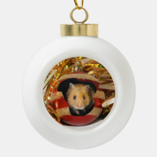 Hamster Christmas Ceramic Ball Christmas Ornament