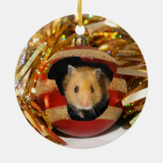 Hamster Christmas Ceramic Tree Decoration